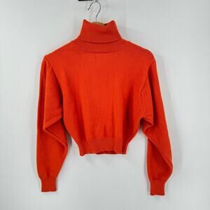 Zara Orange Mock Neck Ribbed Hem Sweater Soft Knit Women’s Size Small